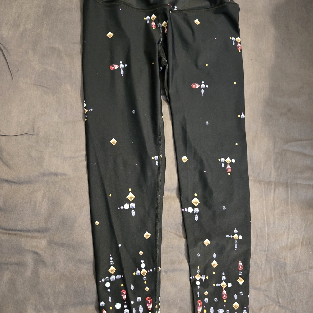 Victoria's Secret VS Sport Black Leggings with Jewel Patterns